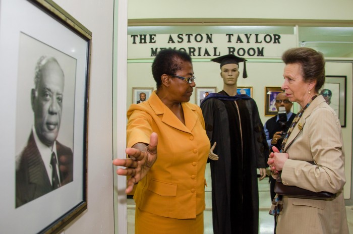 Her Royal Highness, the Princess Royal (right), is shown a portrait of the late former Governor-General, and distinguished Mico University College graduate, His Excellency, the Most Hon. Sir Howard Cooke, on display in the institution’s Museum, in Kingston, by Curator, Hyacinth Birch, during her visit on Thursday, October 1. The visit formed part of the Princess Royal’s three-day working visit to Jamaica, from September 30 to October 2, for the Caribbean-Canada Emerging Leaders Dialogue (CCELD), among other engagements.