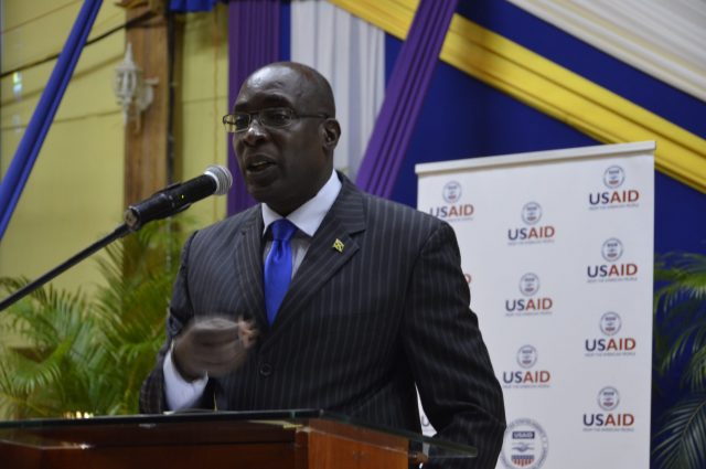 Minister of Education, Youth, and Information, Senator the Hon. Ruel Reid, emphasisârres a point while addressing the Ministry's back-to-school conference for regions three, four and five, held recently, at the West Jamaica Conference of Seventh-day Adventists, Mount Salem, St. James.