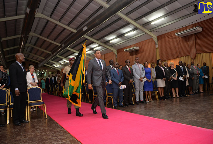 Prime Minister, the Most Hon. Andrew Holness, arrives at the opening ceremony of the 38th  Regular Meeting of the Heads of Government of the Caribbean community (CARICOM) in July 2017 at the Grenada Trade Centre, Grand Anse, St. George's, Grenada.