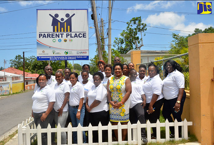 Chief Executive Officer of the National Parenting Support Commission (NPSC), Kaysia Kerr (fifth left, front row),  with parent mentors from Kingston and St. Andrew, St. Thomas, and St. Catherine at the Parent Place, at the Emmanuel Chapel in Mount Salem, St. James. 