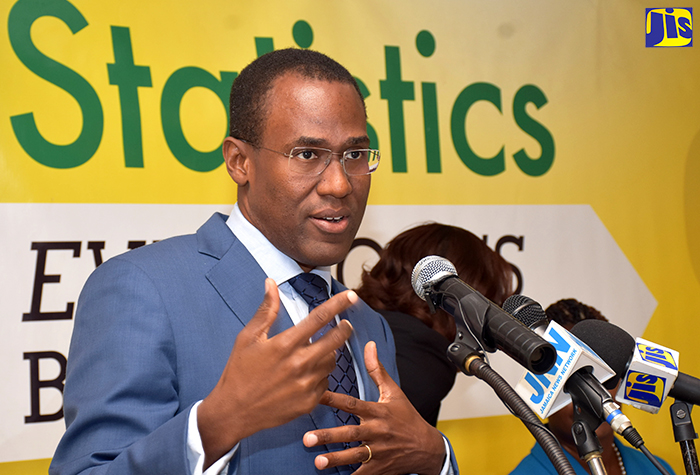 Finance and the Public Service Minister, Dr. the Hon. Nigel Clarke, emphasises a point while addressing the Statistical Institute of Jamaica’s (STATIN) media sensitisation seminar at the Terra Nova All-Suite Hotel in St. Andrew on Thursday (August 30). The seminar, which was held under the theme ‘Statistics and the Media – Why Understanding Official Data Matters’, was aimed at assisting media practitioners to understand, interpret and present official data accurately, and focused on the gross domestic product and consumer price index.