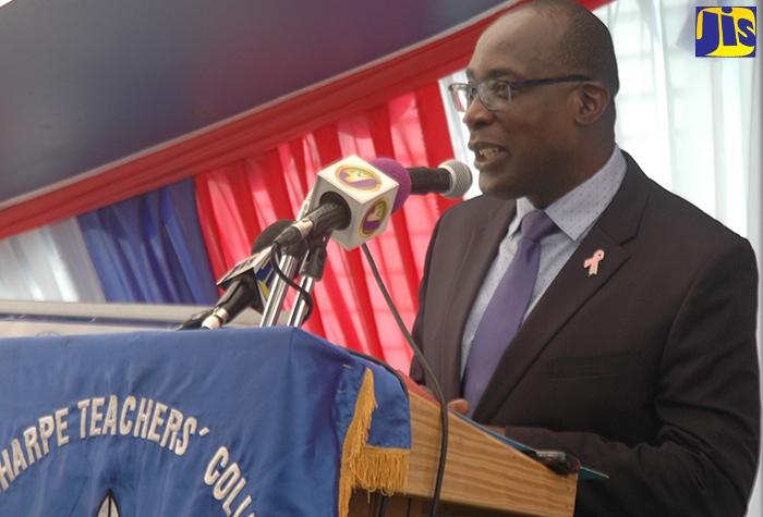 Minister of Education, Youth and Information, Senator the Hon. Ruel Reid, speaking at the opening of the Sam Sharpe Teachers’ College Diagnostic and Early Intervention Centre in Granville, St. James, on October 23.