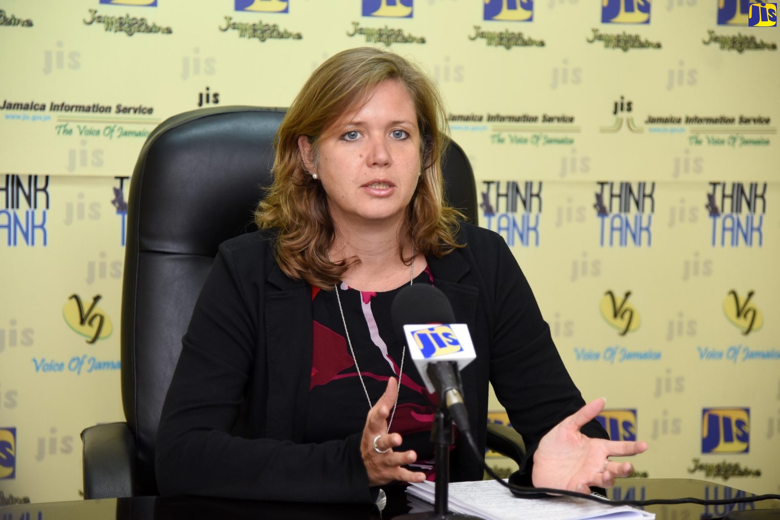 Public Relations and Human Resource Manager at the German Ship Repair Jamaica Limited (GSRJ), Dr. Birte Timm, gives an update on the company’s plans to establish a ship maintenance and repair facility here.   She was addressing a JIS ‘Think Tank’, recently.