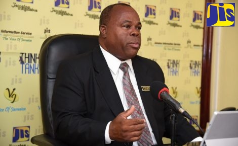 Manager for Jamaica Promotions Corporation’s (JAMPRO), Sales Support Unit, Ricardo Durrant, addressing a Jamaica Information Service (JIS) Think Tank forum.
