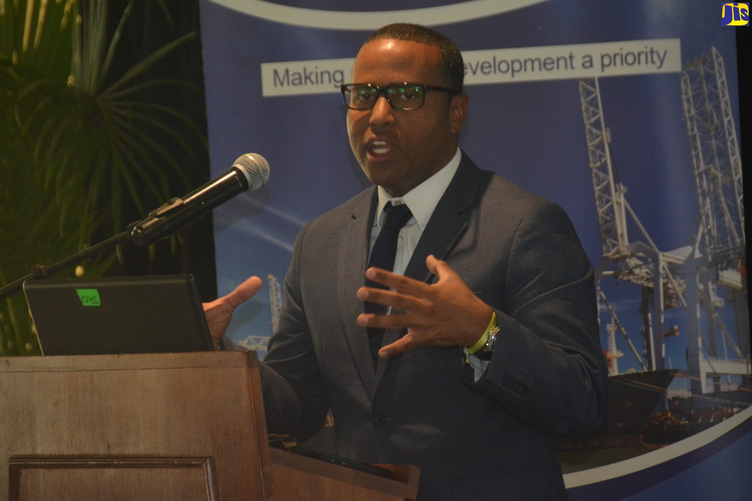 Director of Economics at the Caribbean Development Bank (CBD), Dr. Justin Ram, addresses the High Level Symposium for Transport Ministers of the Caribbean Region, held recently at the Iberostar Hotel in Rose Hall, St. James.  
 
 
