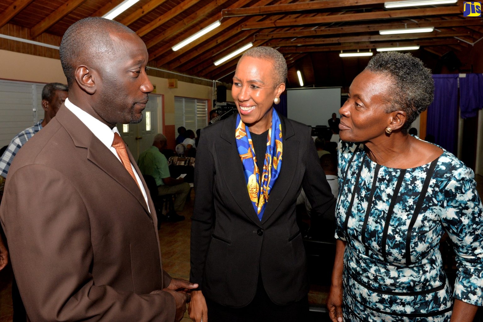 Minister of Science, Energy and Technology, Hon. Fayval Williams (centre) and member of the National Consumers League of Jamaica (NCLJ) and retired Executive Chef, Mazie Miller (right), listen to Vice President of the NCLJ, Michael Diamond, at a public forum put on by the NCLJ in observance of World Consumer Rights Day 2019, to be celebrated on March 15 under the theme ‘Trusted Smart Products’. The forum was held on Wednesday (March 13) at the Bureau of Standards Jamaica (BSJ), in Kingston.