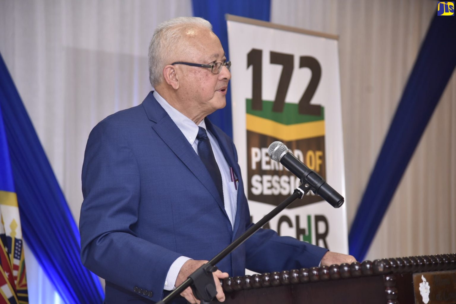 Minister of Justice, Hon. Delroy Chuck, addresses the Opening Ceremony for the Inter-American Commission on Human Rights (IACHR) 172nd Period of Sessions at the Mona Visitors’ Lodge, University of the West Indies, Mona, on Monday (May 6).