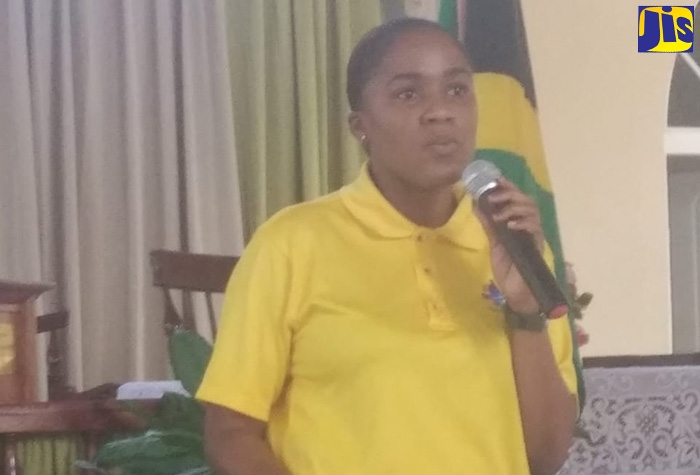 Disaster Preparedness Coordinator for St. James, Tamoy Sinclair, addresses the St. James Municipal Corporation’s community meeting held at the Bethephil Baptist Church in Chatham , St. James on Sunday ( June 30).