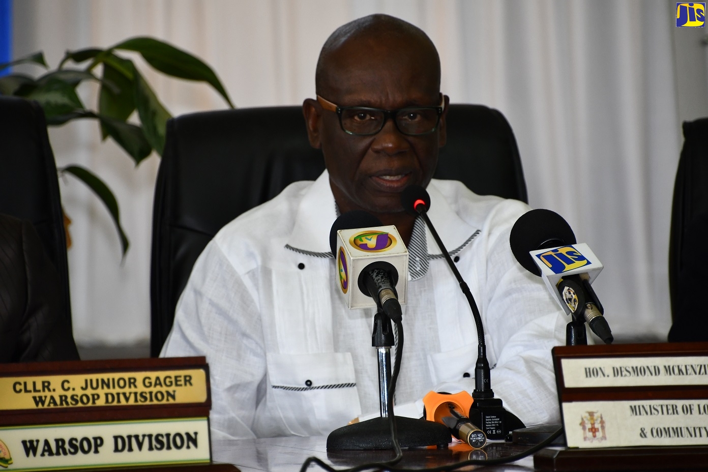 Minister of Local Government and Community Development, Hon. Desmond McKenzie, speaks at the Monthly Meeting of the Trelawny Municipal Corporation in Falmouth, on September 12.