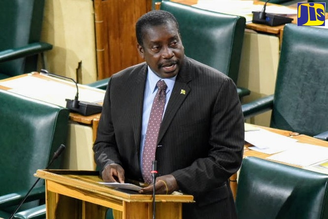 Minister of Transport and Mining, Hon. Robert Montague, addresses the House of Representatives on September 24.