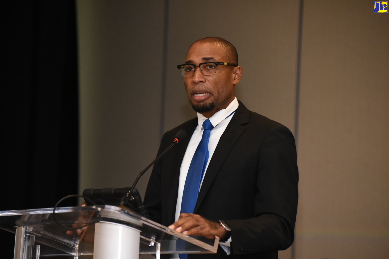 Chief Technical Director, Financial Investigations, Security Policy and Risk Management Affairs, Ministry of National Security, Rohan Richards, speaks at the Asset Recovery Inter-Agency Network of the Caribbean (ARIN-CARIB) Annual General Meeting,  at the Hilton Rose Hall Resort, in St. James, on September 19.
