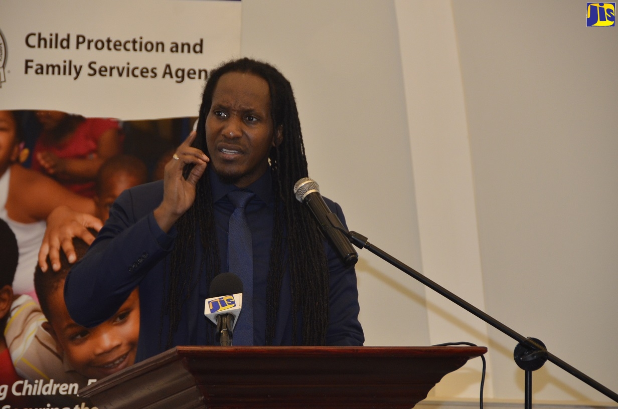 State Minister in the Ministry of Education, Youth and Information, Hon. Alando Terrelonge, emphasises a point while speaking at the Child Protection and Family Services Agency (CPFSA) Budget Planning and Quarterly Performance Review Retreat at Riu Hotel, Ocho Rios, on Thursday, October 10.