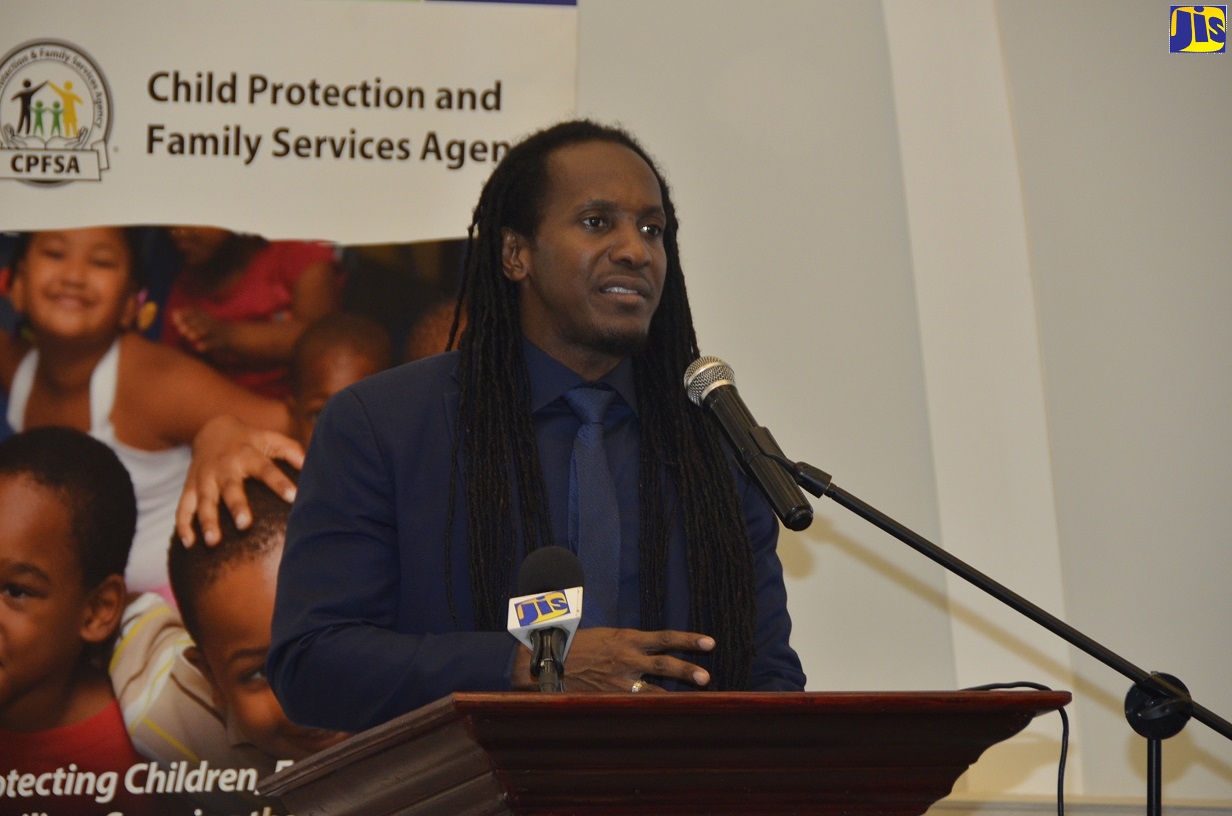 State Minister in the Ministry of Education, Youth and Information, Hon. Alando Terrelonge, speaking at Child Protection and Family Services Agency’s (CPFSA) budget planning and quarterly performance review retreat at Riu Hotel in Ocho Rios, recently.