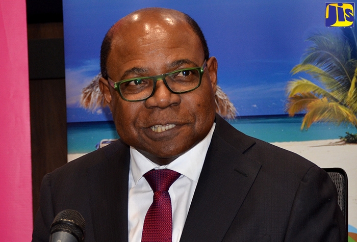 Tourism Minister, Hon. Edmund Bartlett, addresses journalists during a media briefing at the Ministry’s New Kingston offices, on Tuesday (October 1).