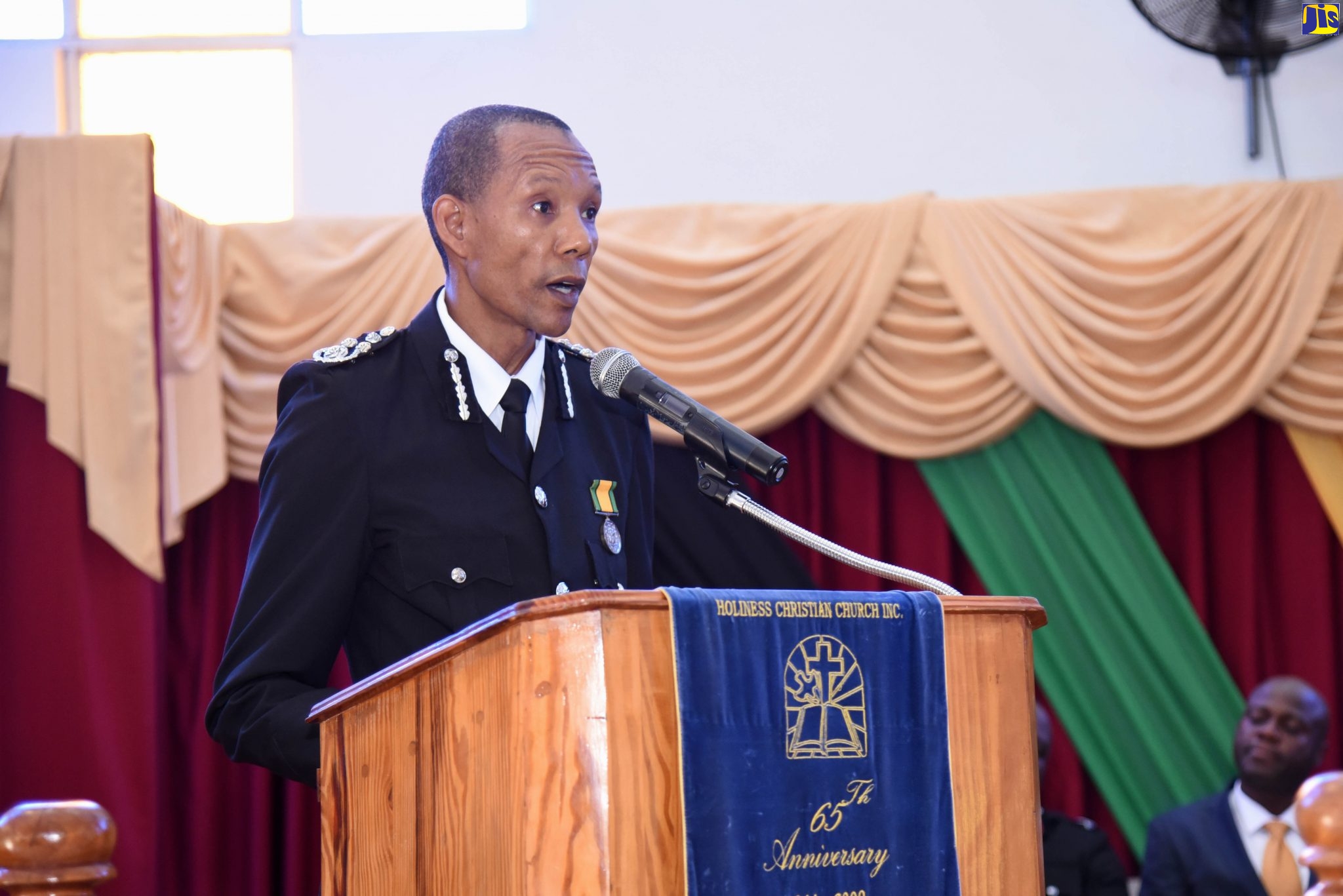Commissioner, Jamaica Fire Brigade, Stewart Beckford, speaks at Portmore Holiness Christian Church in Hellshire, St. Catherine, on Sunday (October 27), at the start of Fire and Life Safety Awareness Week 2019.