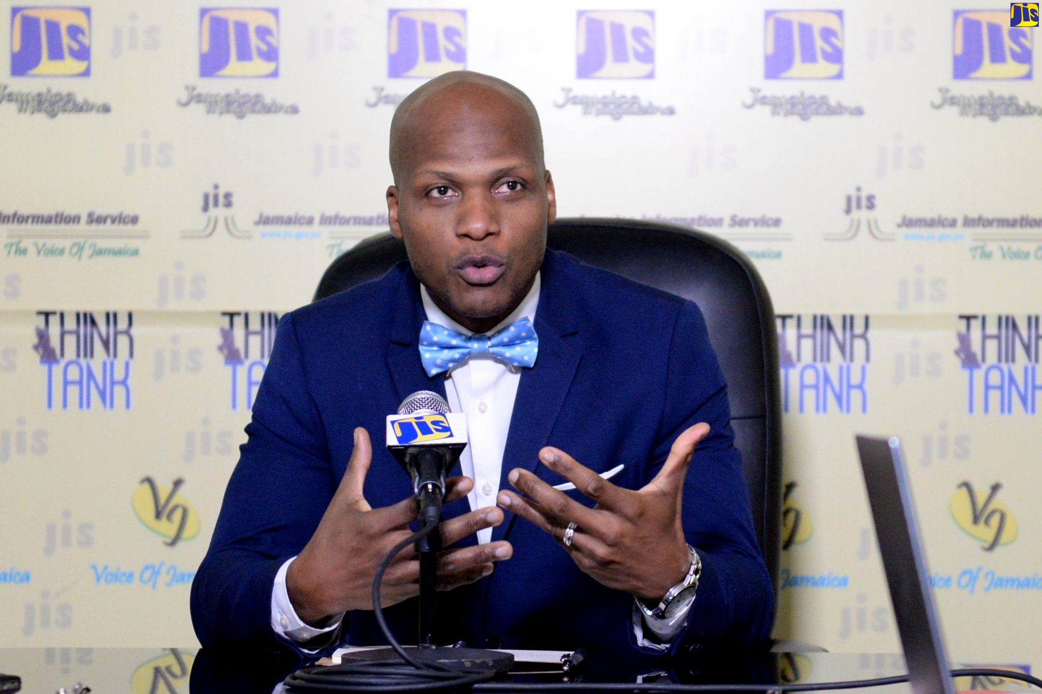 Principal Director, Modernisation Programme Implementation, Office of the Cabinet, Wayne Robertson, addresses a recent JIS ‘Think Tank’, at which he disclosed that the pilot of the Jamaica Development Applications Portal (JDAP) will be rolled out in three municipal corporations on November 1.