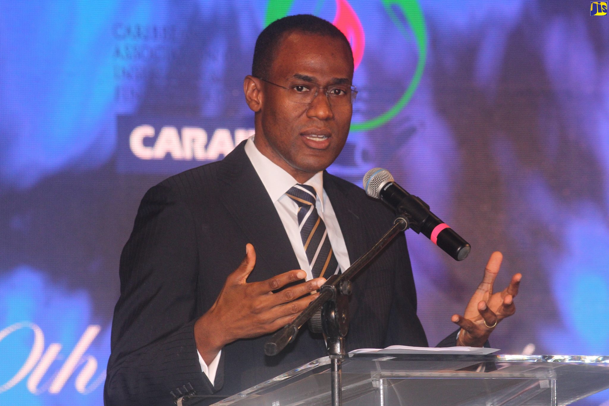 Minister of Finance and the Public Service, Dr. the Hon. Nigel Clarke, speaking at the LAC Debt Group XV Annual Meeting at the Secrets Resort in Montego Bay on October 3.