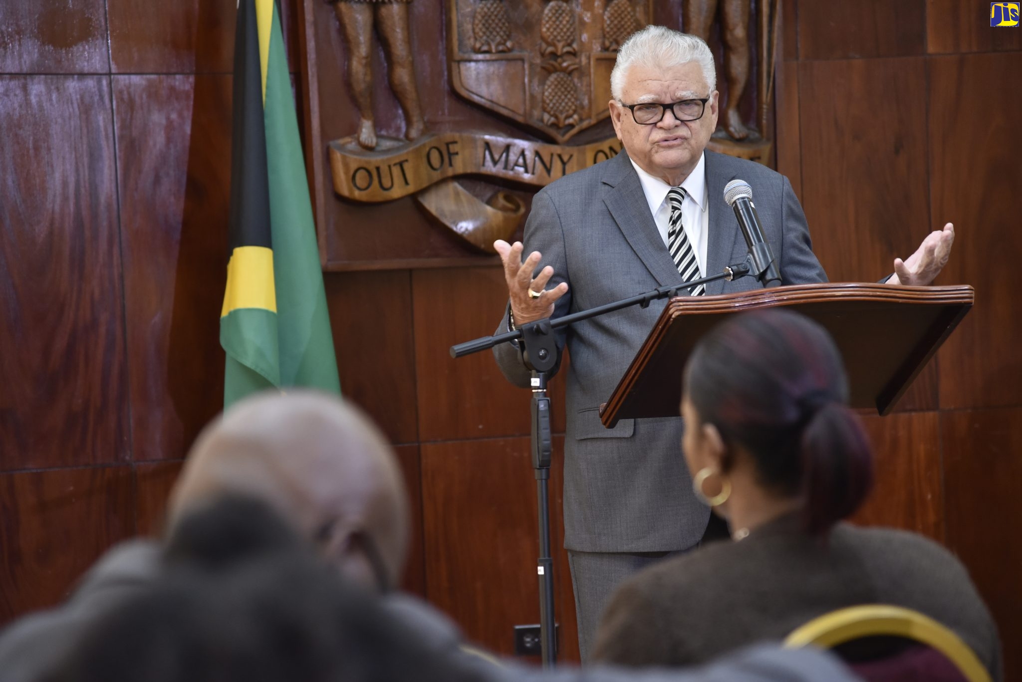 Minister without Portfolio with responsibility for Education, Youth and Information, Hon. Karl Samuda, responds to questions from journalists during today