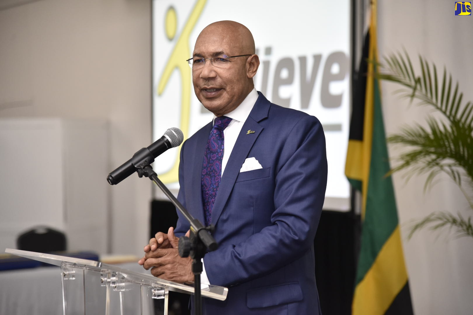 Governor-General, His Excellency the Most Hon. Sir Patrick Allen, addresses Thursday’s (November 14) ‘I Believe Initiative’ (IBI) luncheon and pinning ceremony at the Spanish Court Hotel in New Kingston.