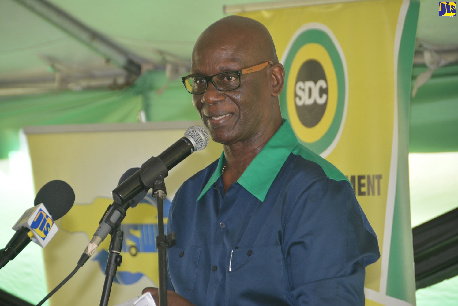 Minister of Local Government and Community Development, Hon. Desmond McKenzie, addresses the official launch of Local Government and Community Development Month 2019 at Turtle River Park in Ocho Rios, St Ann, recently.
