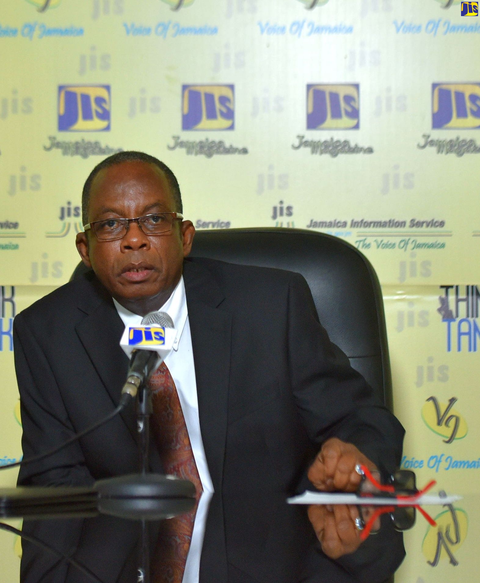 Director of Elections, Glasspole Brown, addresses a recent JIS Think Tank, where he provided details about the national Voter Identification (ID) Card Renewal Exercise, which is set to get under way on November 4.