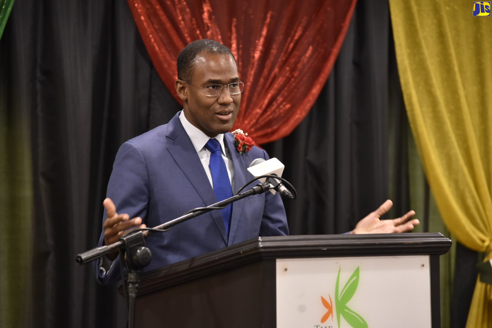 Minister of Finance and the Public Service, Dr. the Hon. Nigel Clarke, addresses a luncheon hosted by President of the Jamaica Civil Service Association (JCSA), O’Neil Grant, at The Knutsford Court Hotel in New Kingston, on December 6.