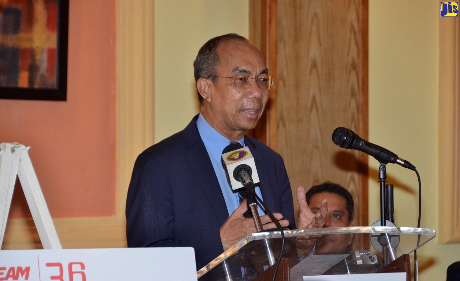 National Security Minister, Hon Dr. Horace Chang, speaking at the press launch of the Dream 36 Housing Development Project at RIU Montego Bay in St. James, on Wednesday (December 11)