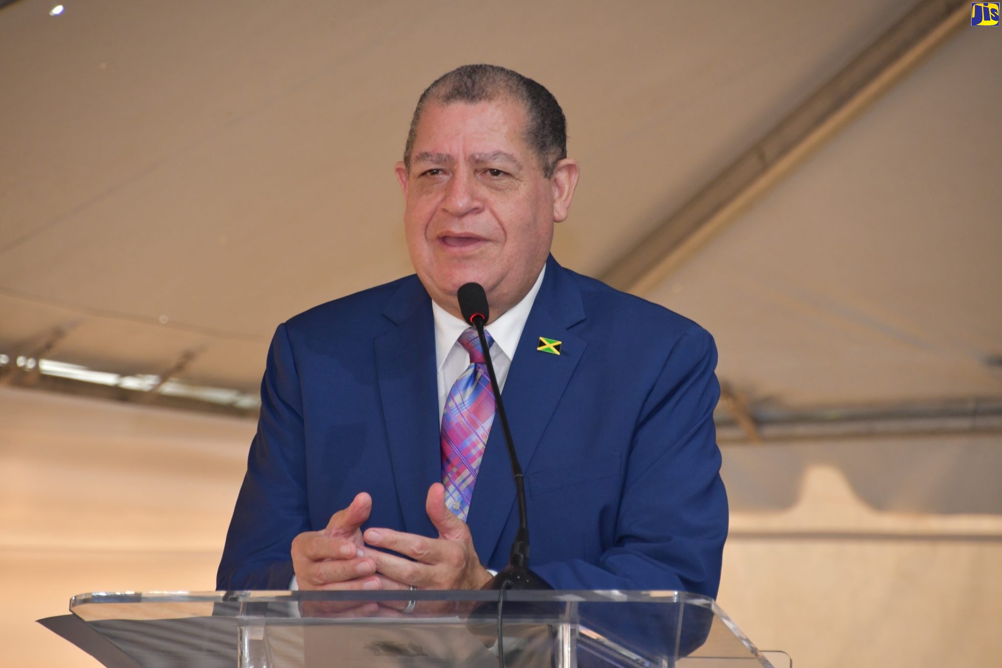 Minister of Industry, Commerce, Agriculture and Fisheries, Hon. Audley Shaw, addresses real estate stakeholders during the Realtors Association of Jamaica (RAJ) International Realtors Conference and Expo 2019, which was held recently at the Hilton Rose Hall Resort and Spa in Montego Bay.