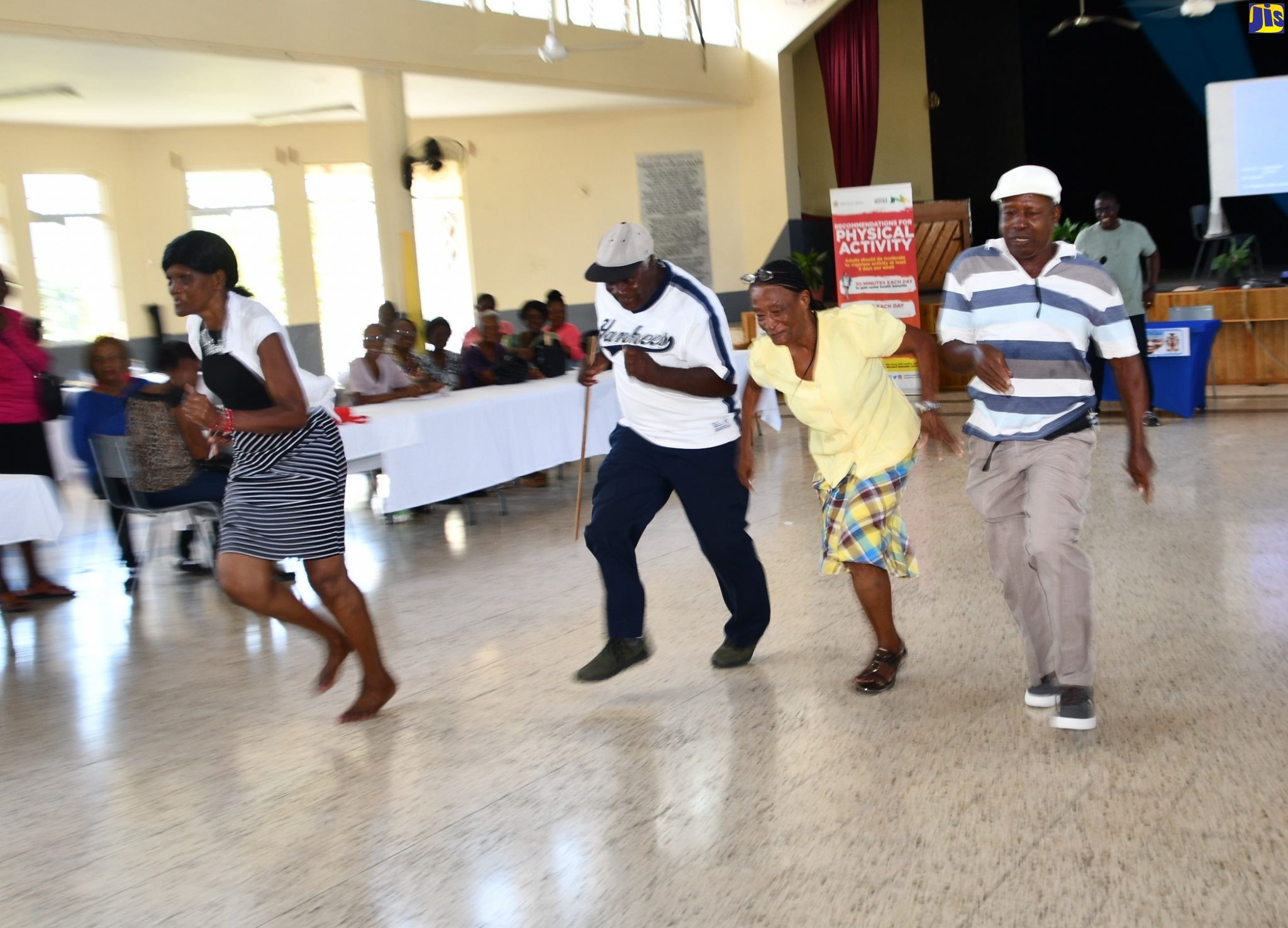 Members of the St. James Senior Citizens’ Association participate in a race during the Western Regional Health Authority’s (WRHA) Senior Wellness Session, which was held at the St. John’s Methodist Church Action Centre in Montego Bay recently.
