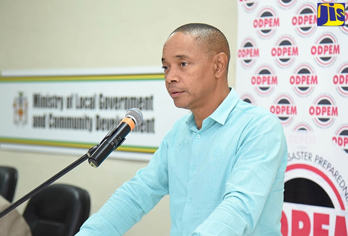 National Solid Waste Management Authority (NSWMA) Chairman, Dennis Chung, addresses journalists during a recent media briefing at the Ministry’s offices on Hagley Park Road in Kington.