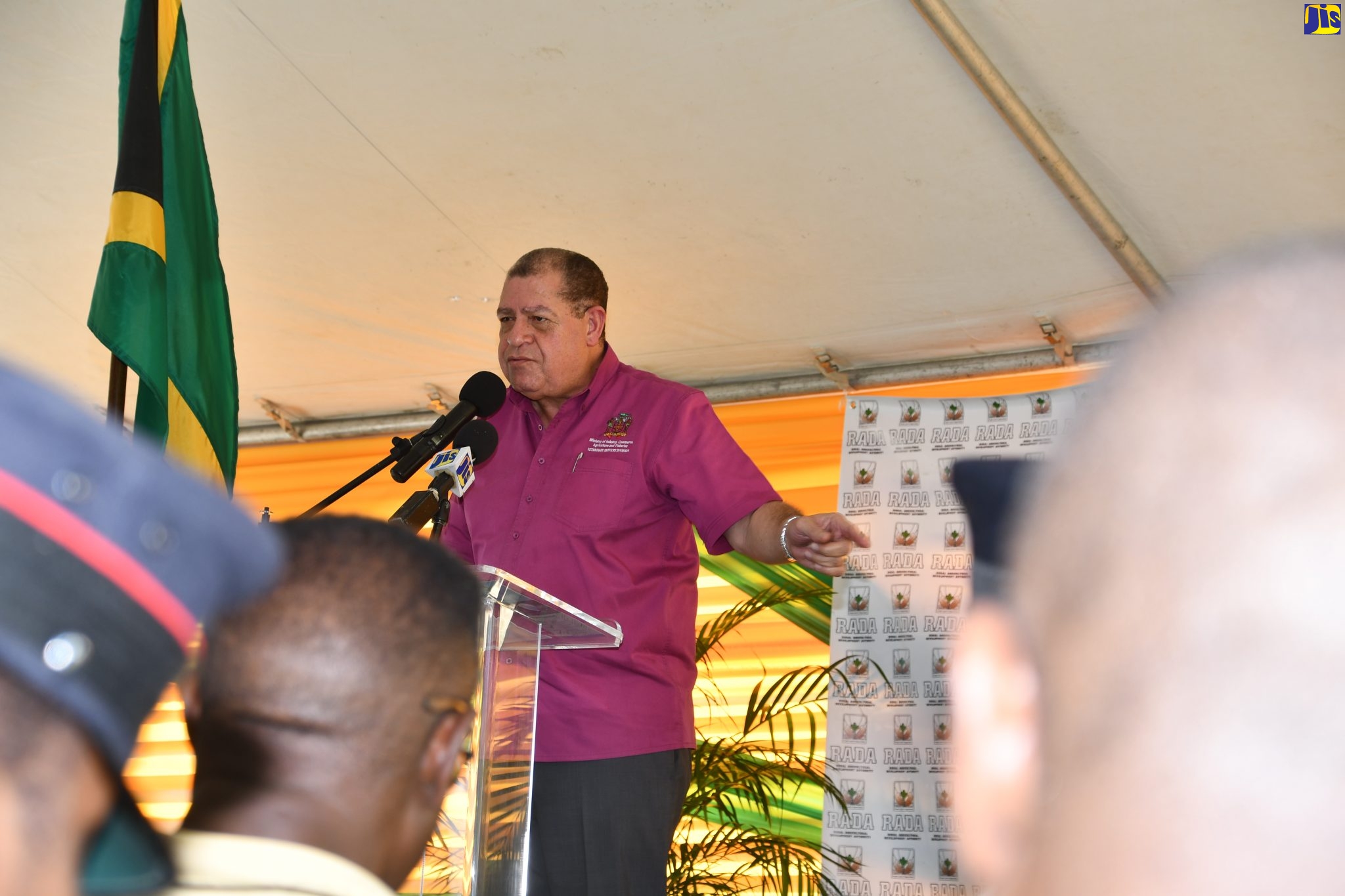 Minister of Industry, Commerce, Agriculture and Fisheries, Hon. Audley Shaw, addresses the ground-breaking ceremony for the new Rural Agricultural Development Authority (RADA) Hanover Parish Office in Lucea, on Wednesday (January 29).