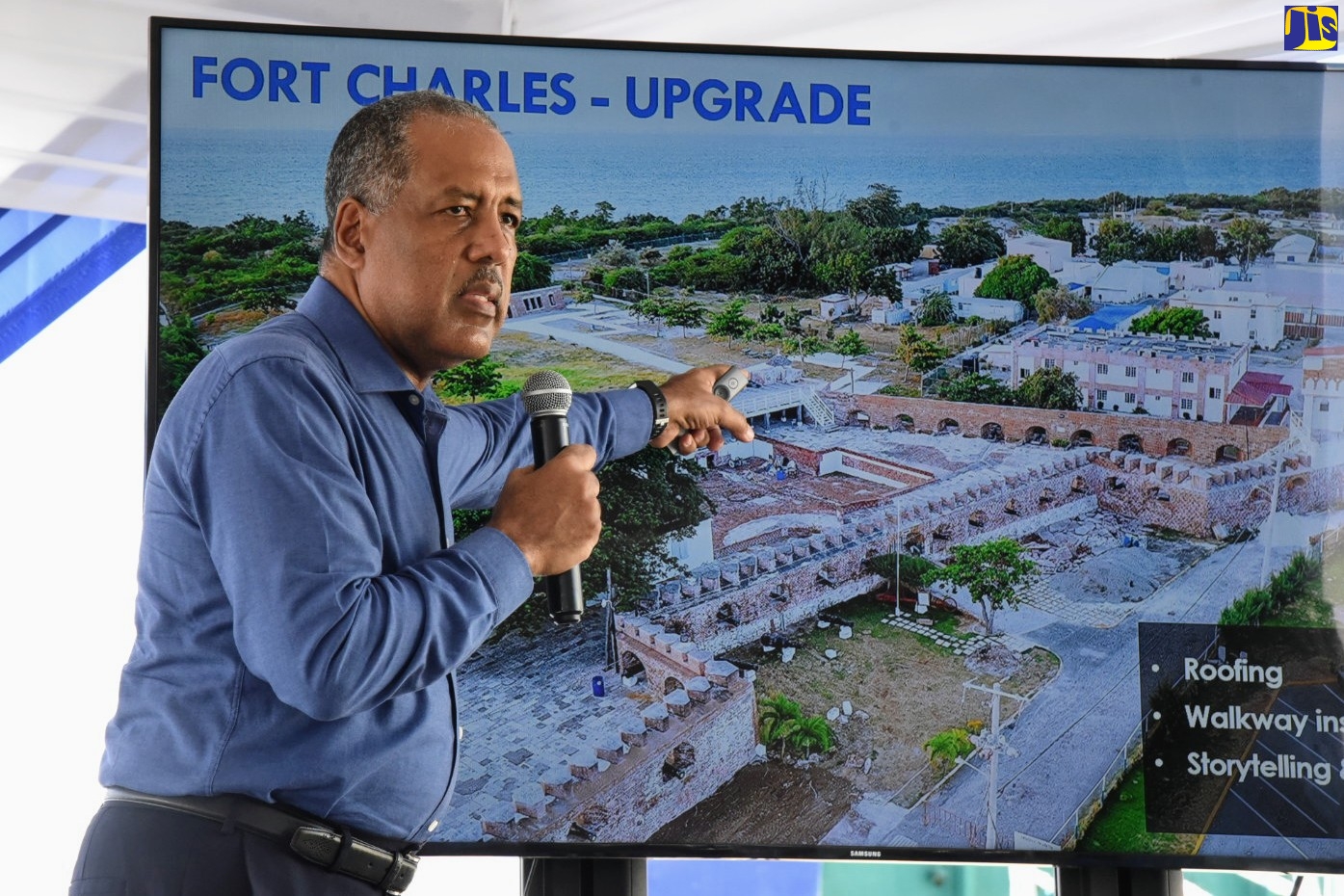 President, Port Authority of Jamaica (PAJ), Professor Gordon Shirley provides an update on Port Royal’s redevelopment as the country’s newest cruise port terminal at the Port Authority’s Harbour Department, Newport East, during a media sensitization tour on January 17.