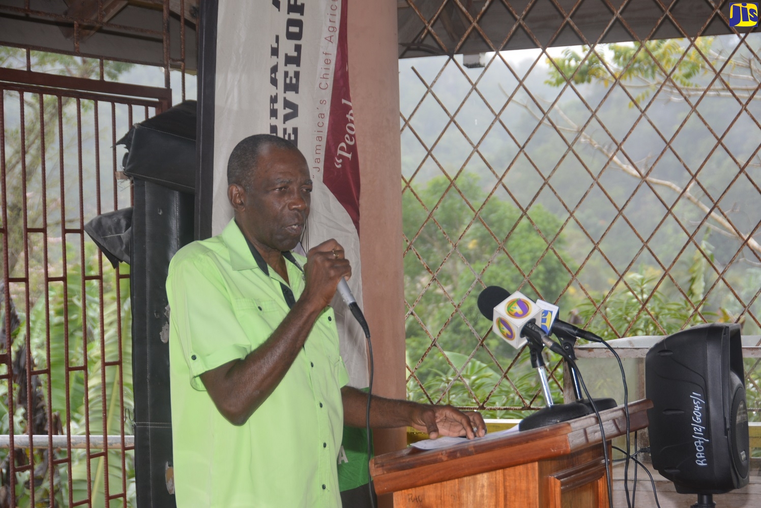 Minister without Portfolio in the Ministry of Industry, Commerce, Agriculture and Fisheries, Hon. J.C. Hutchinson, addressing the opening of the rehabilitated Dragoon to Flagstaff road in St. James on Wednesday (January 22). The Minister also opened the Prosper to Tangle River roadways on the day.