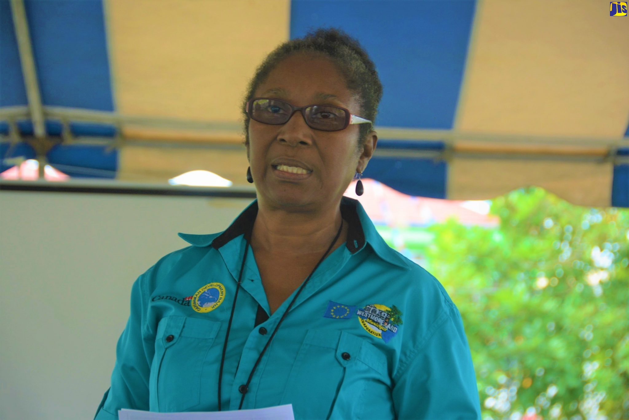 Coordinator for Disaster Preparedness in Westmoreland, Hilma Tate, speaking at a flood simulation exercise in the town of Savanna-la-Mar on Tuesday (January 7).
