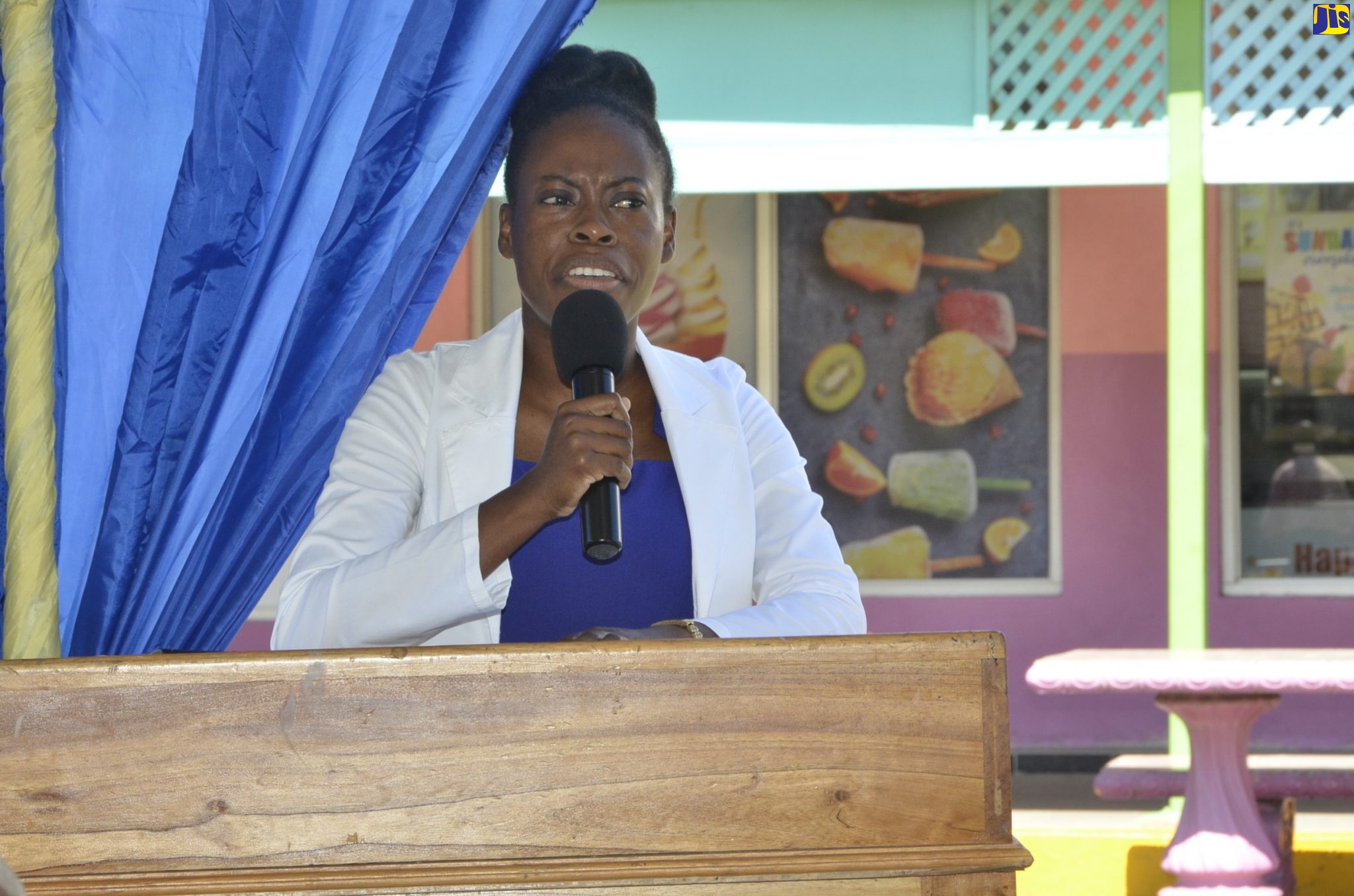 Acting Medical Officer of Health for St. Ann, Dr. Tamika Henry, speaking at the launch of a Dengue Response Programme for St. Ann held at Ocean Village Shopping Centre in Ocho Rios on February 14.