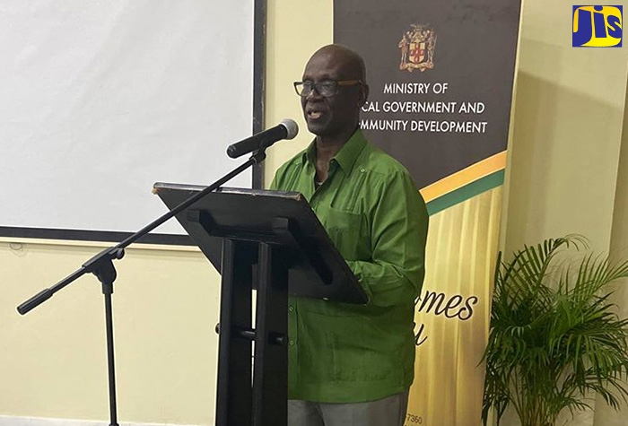 Minister of Local Government and Community Development, Hon. Desmond McKenzie, addresses a dengue response team regional meeting at the Grand Palladium Hotel and Resort in Hanover on February 19.