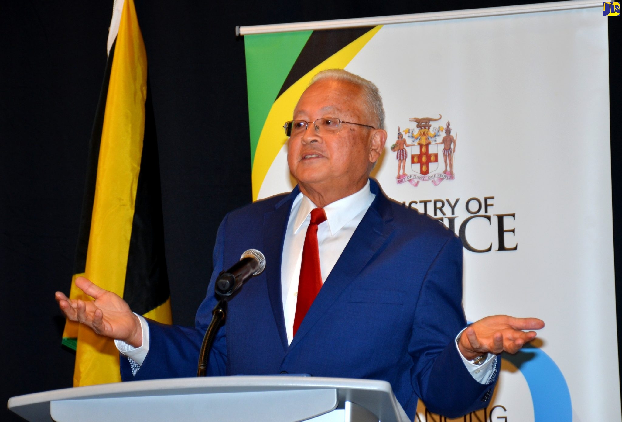 Minister of Justice, Hon. Delroy Chuck, addresses the National Conference on Technology in the Justice System, at the AC Hotel in St. Andrew on February 27.
