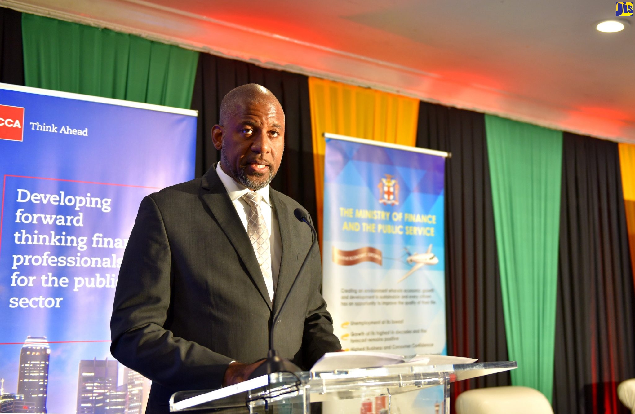 Director General of the Planning Institute of Jamaica (PIOJ), Dr. Wayne Henry, speaks at the Caribbean Public Financial Management Conference on Thursday (January 30) at The Knutsford Court Hotel in Kingston.