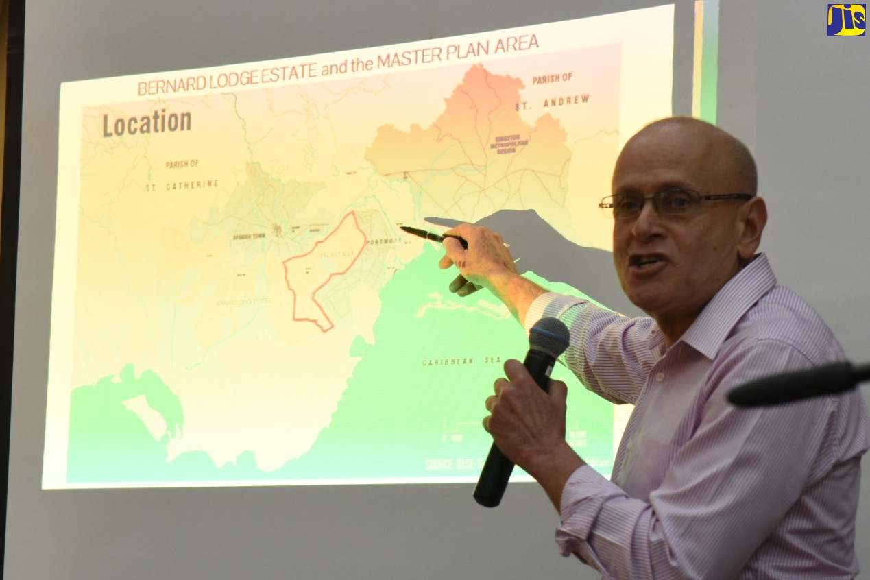 Chief Executive Officer of the Sugar Company of Jamaica (SCJ) Holdings, Joseph Shoucair, addresses the launch of the Greater Bernard Lodge Development Master Plan, at Jamaica House.