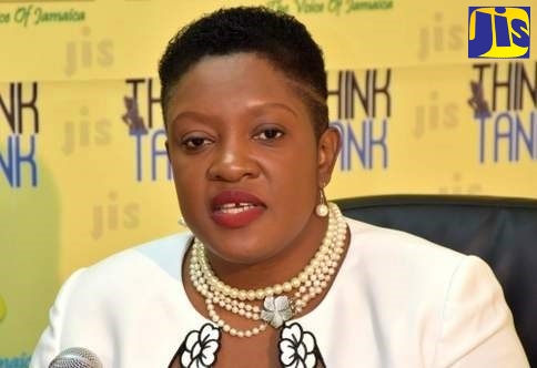 Chief Executive Officer of the National Parenting Support Commission (NPSC), Kaysia Kerr, addresses a recent Think Tank held at the Jamaica Information Service (JIS) headquarters in Kingston.