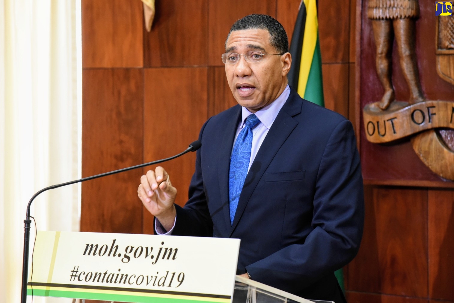 Prime Minister, the Most Hon. Andrew Holness, addresses press conference at Jamaica House on Monday (March 16).