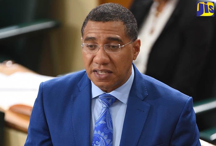 Prime Minister, the Most Hon. Andrew Holness, makes a point as he addresses the House of Representatives on March 31. 