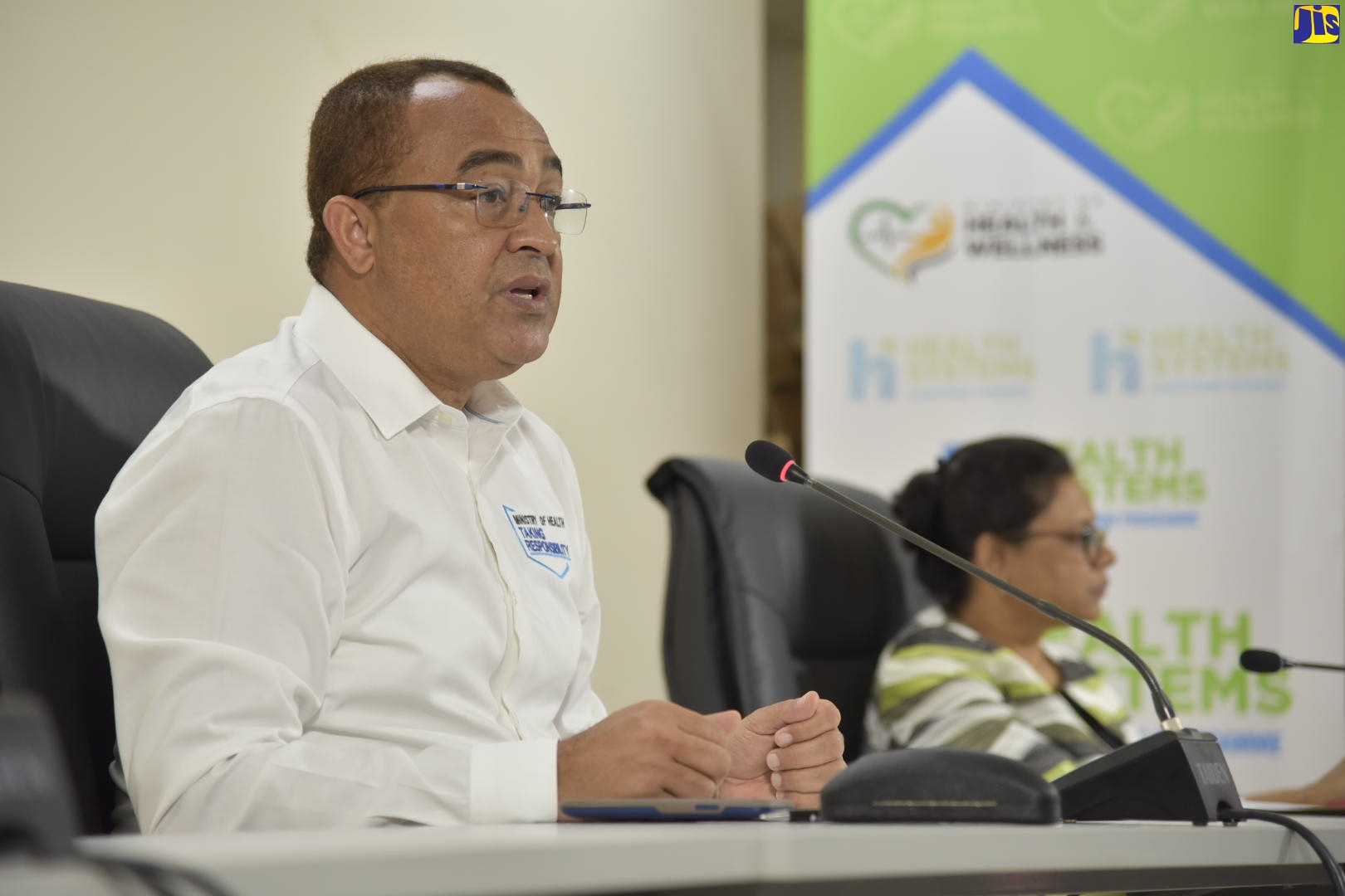 Minister of Health and Wellness, Dr. the Hon. Christopher Tufton, addressing the media during a digital press conference at the Ministry of Health and Wellness on Wednesday (April 1).