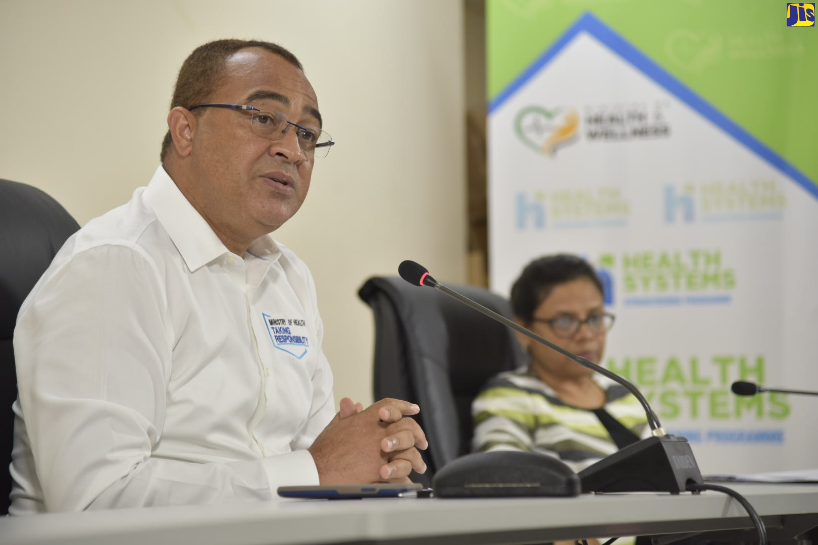 Minister of Health and Wellness, Dr. the Hon. Christopher Tufton, addressing the media during a digital press conference at the Ministry of Health and Wellness on Wednesday (April 1).