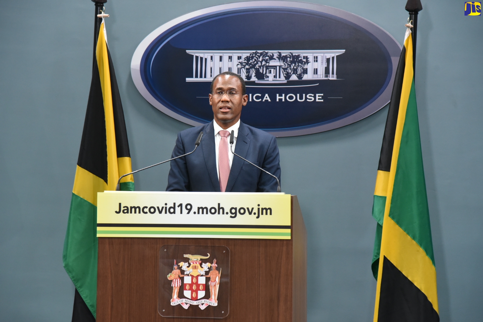 Minister of Finance and the Public Service, Dr. the Hon. Nigel Clarke, speaking during a COVID-19 virtual press conference at Jamaica House on Tuesday (April 14).