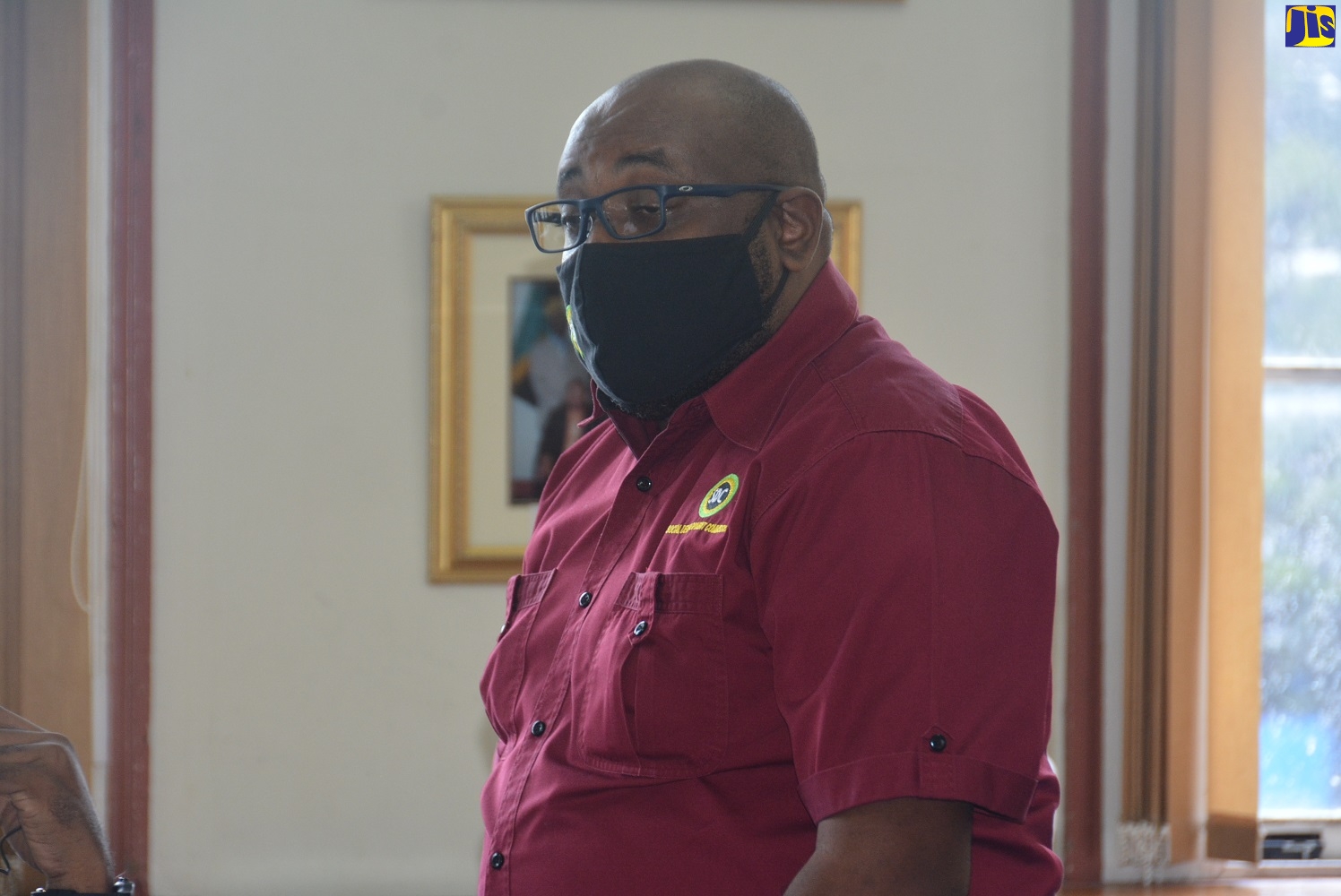 Social Development Commission (SDC) Parish Manager for Hanover, Mashario Bisasor, speaking at the monthly meeting of the Hanover Municipal Corporation on Thursday, May 14.
 