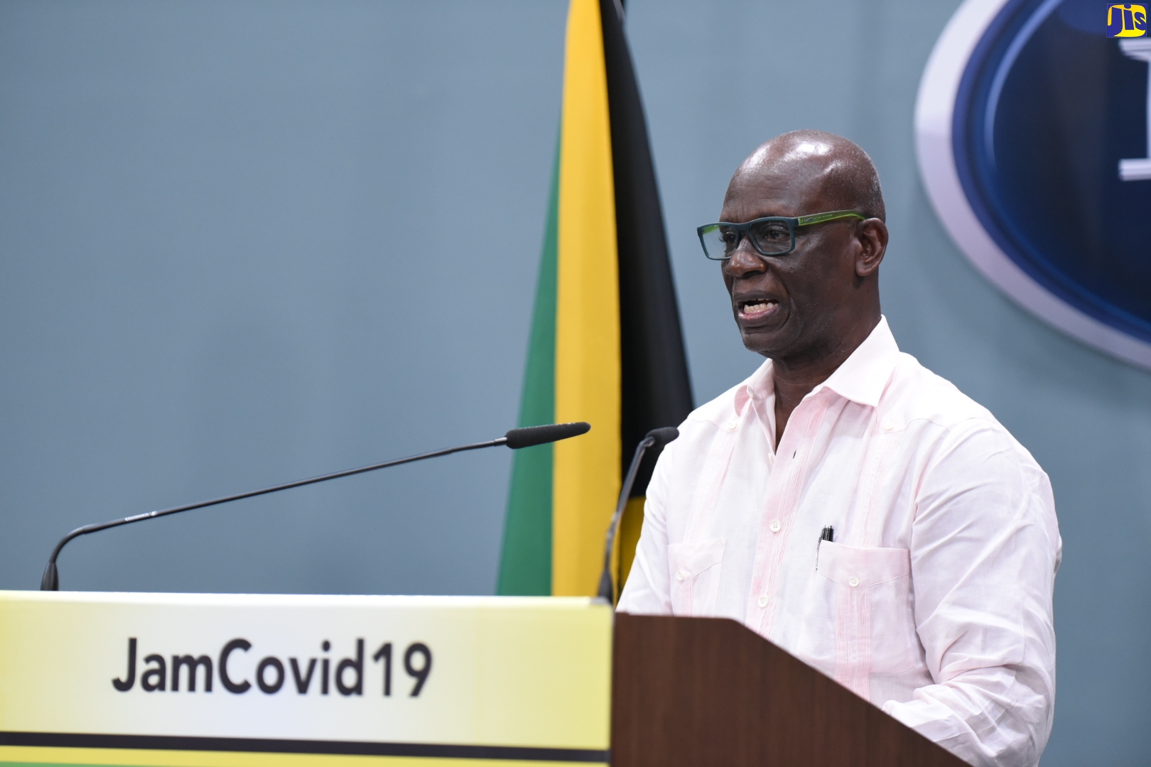 Local Government and Community Development Minister, Hon. Desmond McKenzie, speaking at a virtual press conference at the Office of the Prime Minister on Tuesday (May 26).
