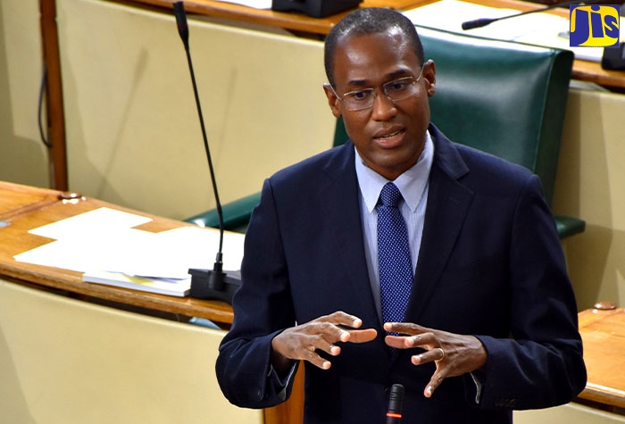 Minister of Finance and the Public Service, Dr. the Hon. Nigel Clarke, highlights a point while addressing the House of Representatives on Wednesday (May 13). He also tabled the First Supplementary Estimates for 2020/2021.