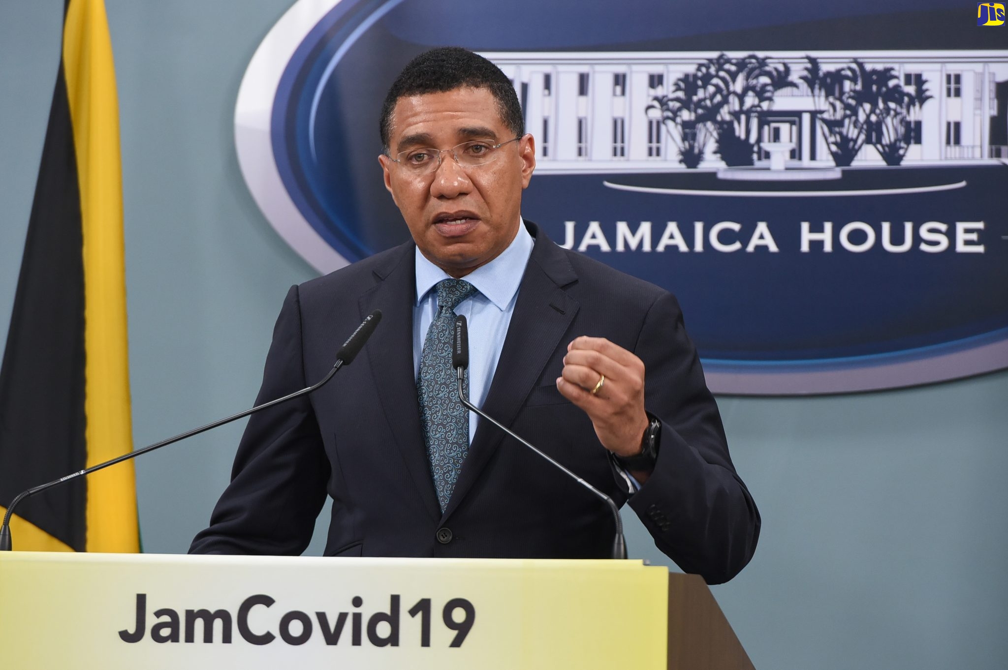 Prime Minister, the Most Hon. Andrew Holness, addresses a digital press conference at Jamaica House on Monday (May 18).