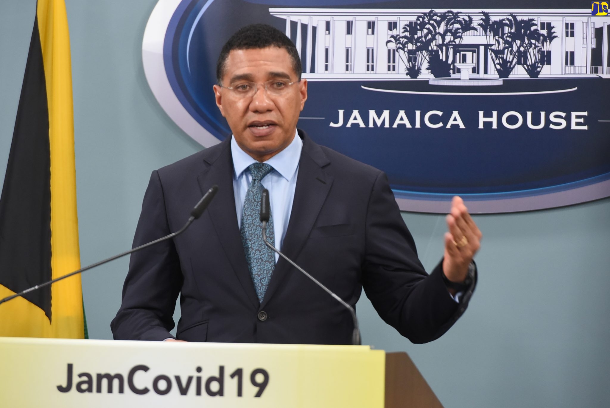 Prime Minister, the Most Hon. Andrew Holness, addresses a digital press conference at Jamaica House on Monday (May 18).